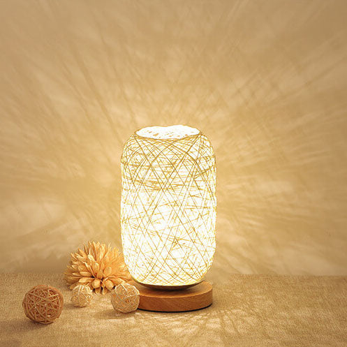 Rotan Tafellamp Japandi Design Hout Metaal Industrieel Sfeerlicht Woonkamer Slaapkamer LED Wooninterieur | Sulvida