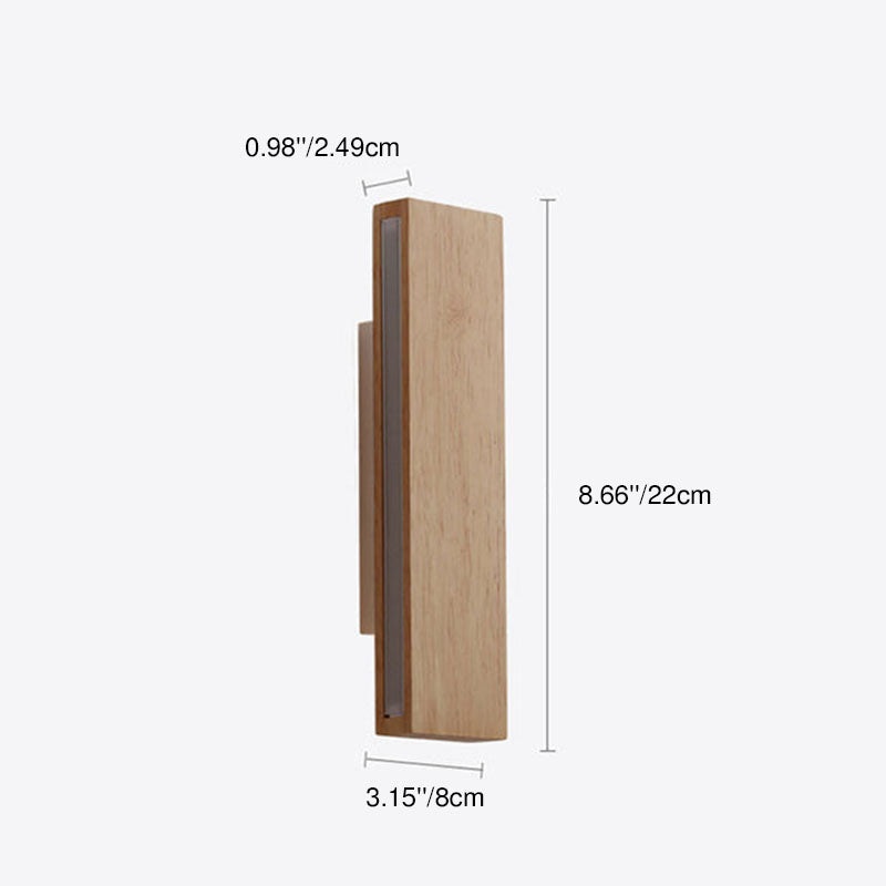 Houten wandlamp rechthoekig draaibaar met LED verlichting voor slaapkamer woonkamer gang modern design 22-52 cm | Sulvida
