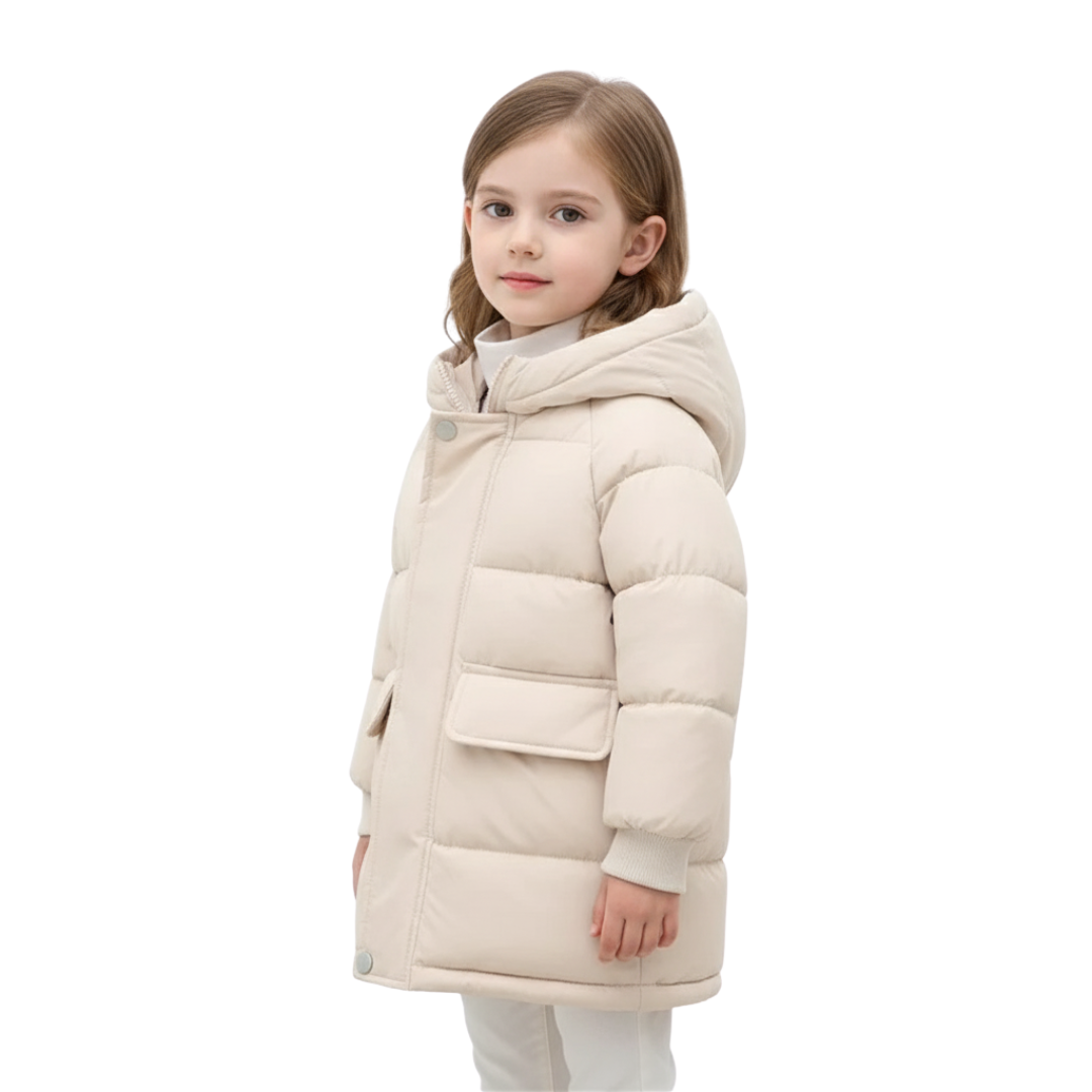 Gewatteerde Kinderwinterjas Lange Pufferjas Jongens Meisjes Warm met Capuchon Polyester Winterkleding Outdoorjas | Sulvida