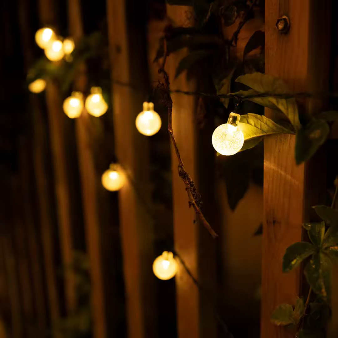 Guirlande lumineuse solaire à LED en cristal, blanc chaud, pour jardin, terrasse et camping, 5 m, 12 m, 22 m, résistante aux intempéries, éclairage d’ambiance | Sulvida