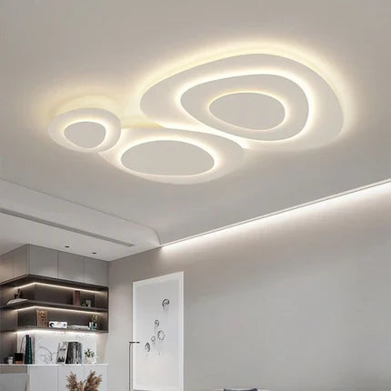 Metalen plafondlamp wit modern design LED dimbaar woonkamer slaapkamer elegant strak interieur sfeerverlichting | Sulvida