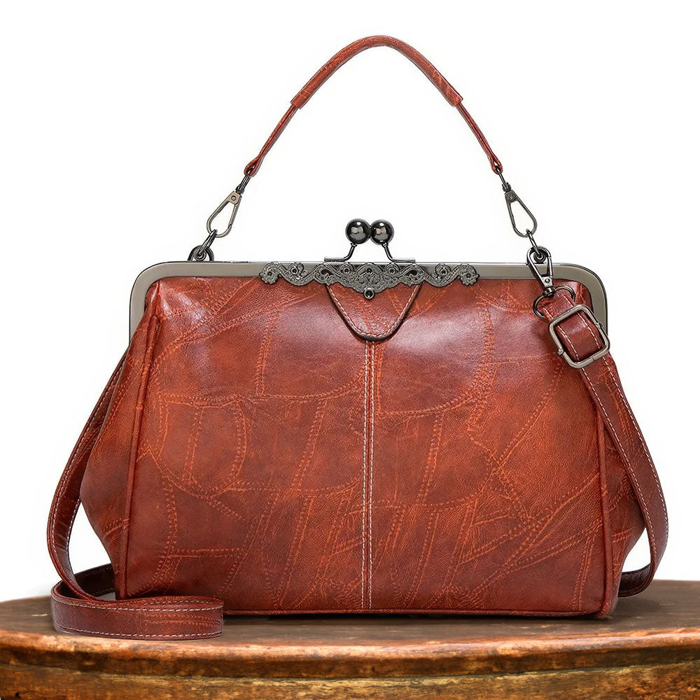 Vintage Handtas met Kliksluiting Retro Schoudertas Elegante Damestas Handgemaakt Stijlvol Accessoire | Sulvida