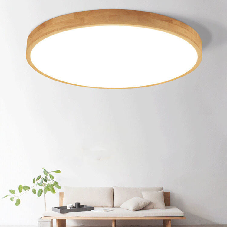 Ronde plafondlamp hout met geïntegreerde LED ultradun dimbaar warm licht voor woonkamer slaapkamer modern | Sulvida