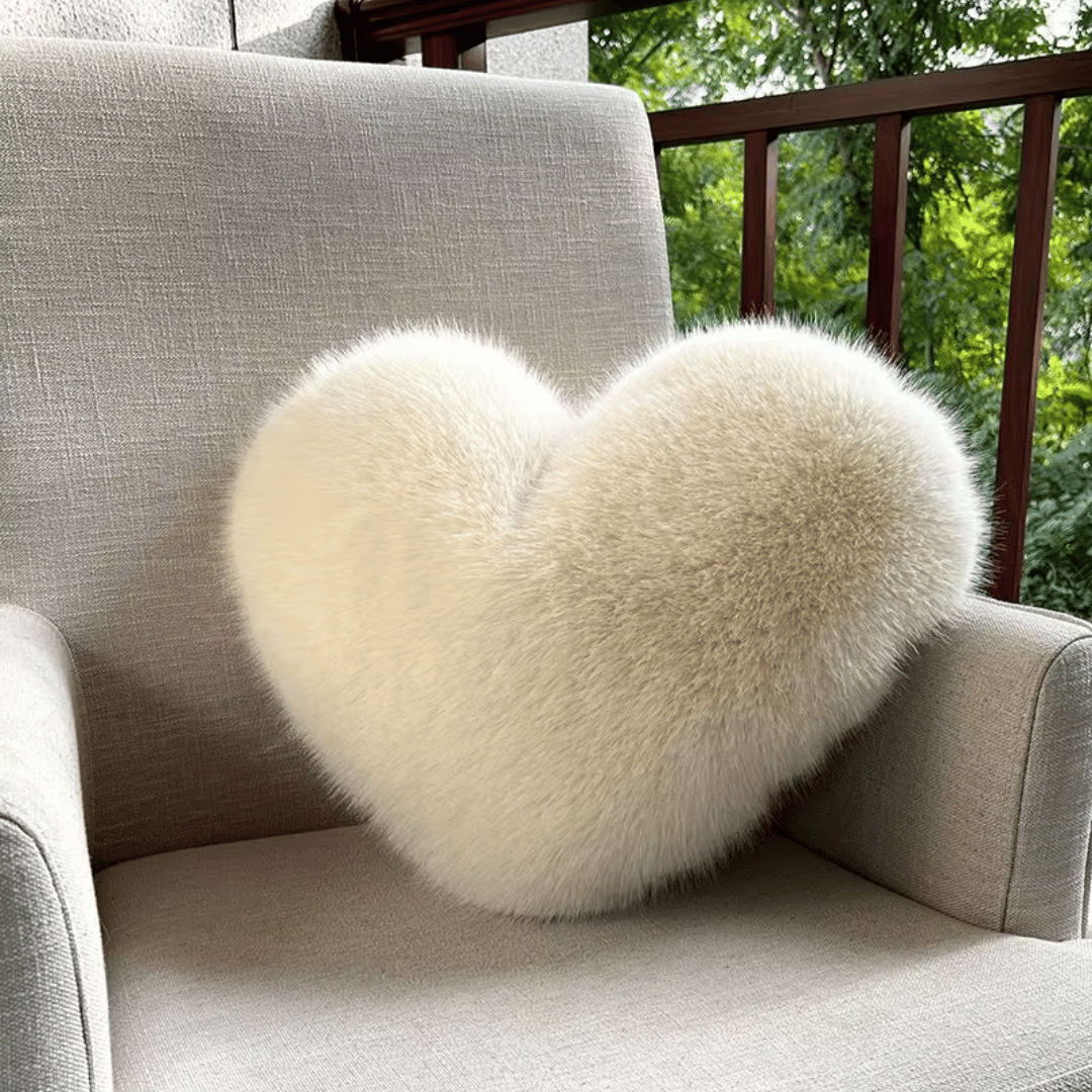 Hartvormig Sierkussen Zacht Pluche Decoratiekussen Knuffelkussen 32×40 cm Beige Wit Groen Woonkamer Slaapkamer | Sulvida