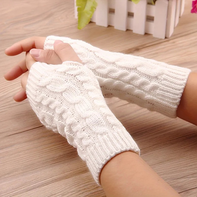 Gebreide Vingerloze Handschoenen Dames Winter Fleece Gevoerd Warm Zacht Touchscreen Wanten Handwarmers | Sulvida