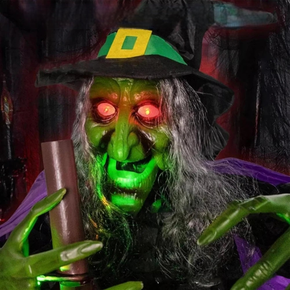 Bewegende Heks Decoratie 180cm – Lichtgevende Ogen Halloween Tuindecoratie Buiten Spookfeest Griezelig | Sulvida
