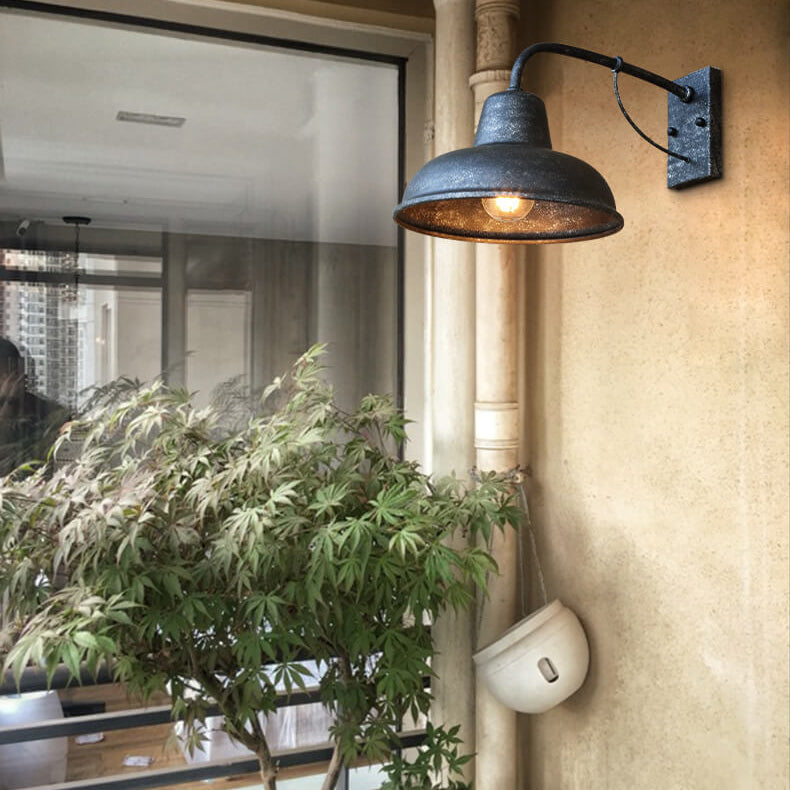 Metalen wandlamp buiten vintage zwart waterdicht 26 cm industrieel sfeerlicht gevellamp tuin terras balkon | Sulvida