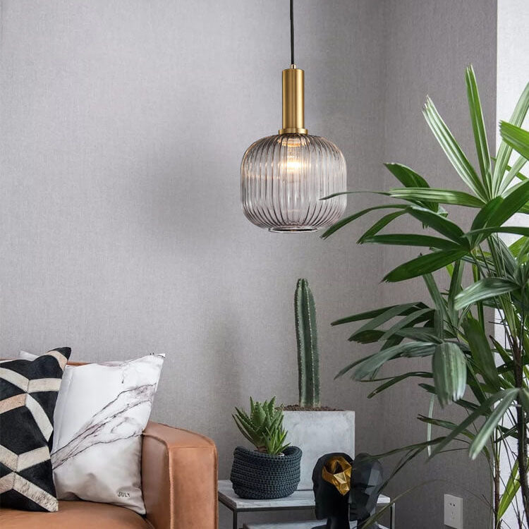 Glazen hanglamp met gestreept design één lichtpunt modern minimalistisch sfeervol woonkamer eetkamer | Sulvida