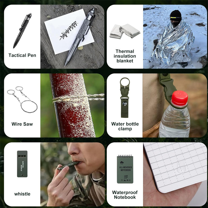 Calendrier de l’Avent kit de survie 24 cases, outils de plein air, équipement de bushcraft et de camping, cadeau de survie en pleine nature | Sulvida