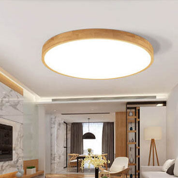 Ronde plafondlamp hout met geïntegreerde LED ultradun dimbaar warm licht voor woonkamer slaapkamer modern | Sulvida
