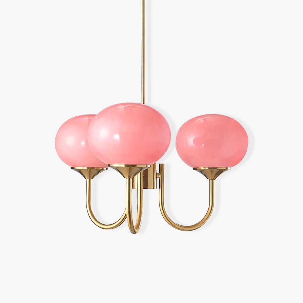Glazen kroonluchter met metalen armatuur ø46cm & ø67cm 3 of 5 lichtpunten roze wit crème koper chroom | Sulvida