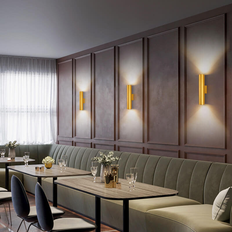 Aluminium Wandlamp Cilinder Zwart Wit Goud LED 2 Lichtpunten Slaapkamer Woonkamer Interieurverlichting | Sulvida