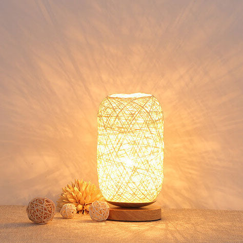 Rotan Tafellamp Japandi Design Hout Metaal Industrieel Sfeerlicht Woonkamer Slaapkamer LED Wooninterieur | Sulvida