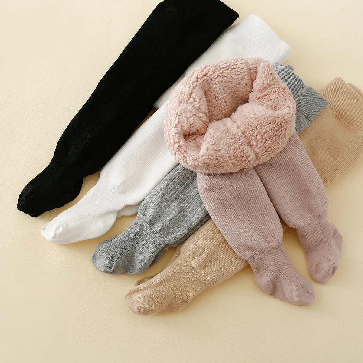 Gevoerde Fleece Legging voor Kinderen Warm Winterbroek Elastische Taille 6M-8J Gestreept Zwart Comfortabel | Sulvida