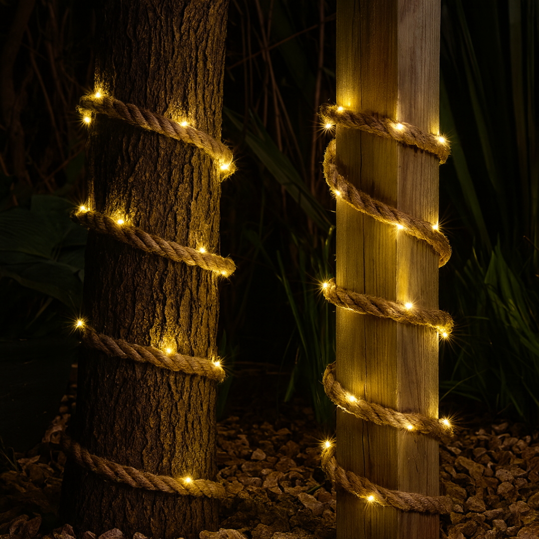 Guirlande lumineuse solaire LED sur corde pour jardin, éclairage d'ambiance extérieur, 5m 10m, blanc chaud, étanche, suspension décorative pour terrasse et jardin | Sulvida