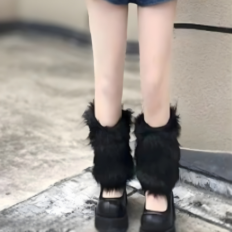 Winter Nepbont Beenwarmers Laarzen Hoes Pluche Accessoire Mode Harajuku Stijl Warme Beenbeschermer Dames | Sulvida