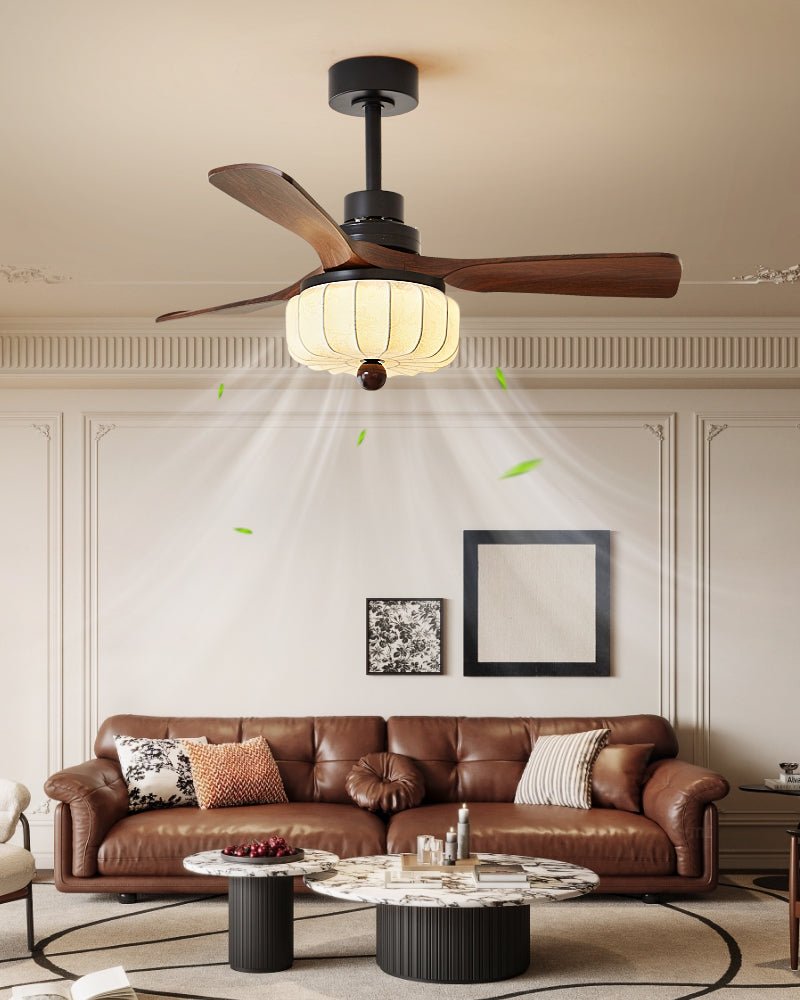 Plafondventilator met Verlichting Vintage Stijl 3 Maten Afstandsbediening 6 Snelheden LED Slaapkamer | Sulvida