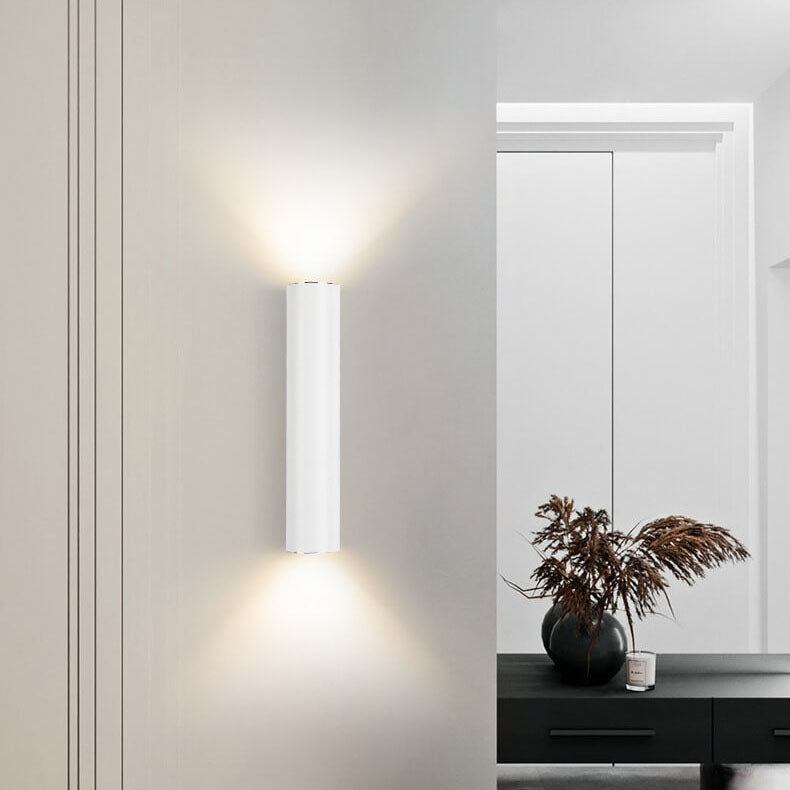 Aluminium Wandlamp Cilinder Zwart Wit Goud LED 2 Lichtpunten Slaapkamer Woonkamer Interieurverlichting | Sulvida