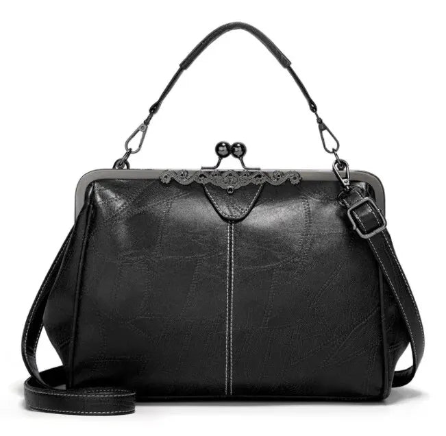 Vintage Handtas met Kliksluiting Retro Schoudertas Elegante Damestas Handgemaakt Stijlvol Accessoire | Sulvida