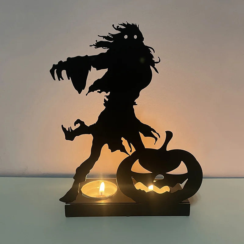 Gotische Kandelaar Zwart Metaal Kaarsenhouder voor Sfeervolle Tafel Halloween Decoratie Interieur Woondecoratie | Sulvida