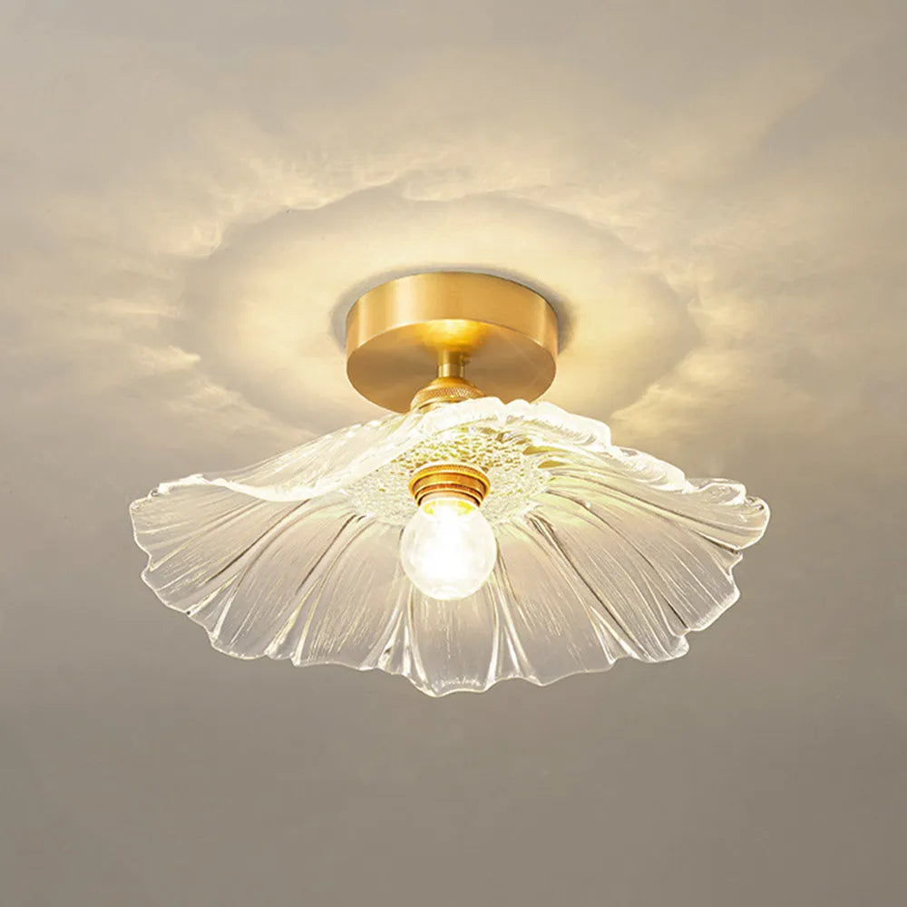 Glazen Hanglamp Bloem met Messing Details Plafondlamp Eetkamer Slaapkamer Woonkamer Retro Verlichting | Sulvida