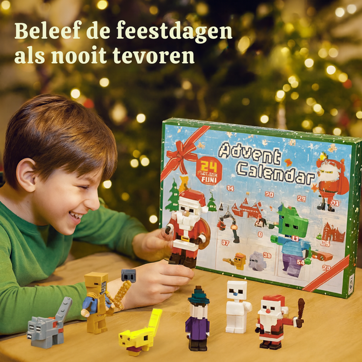 Adventskalender Speelgoedset 24 Verrassingen Blokwereld Verzamelfiguren Kerst Aftellen Kinderen Cadeau | Sulvida