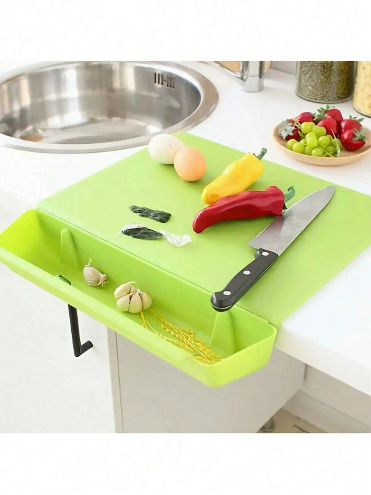Snijplank met Opvangbak 2-in-1 Keukensnijplank BPA-Vrij Kunststof Multifunctioneel Hakplank Keukenhulp | Sulvida