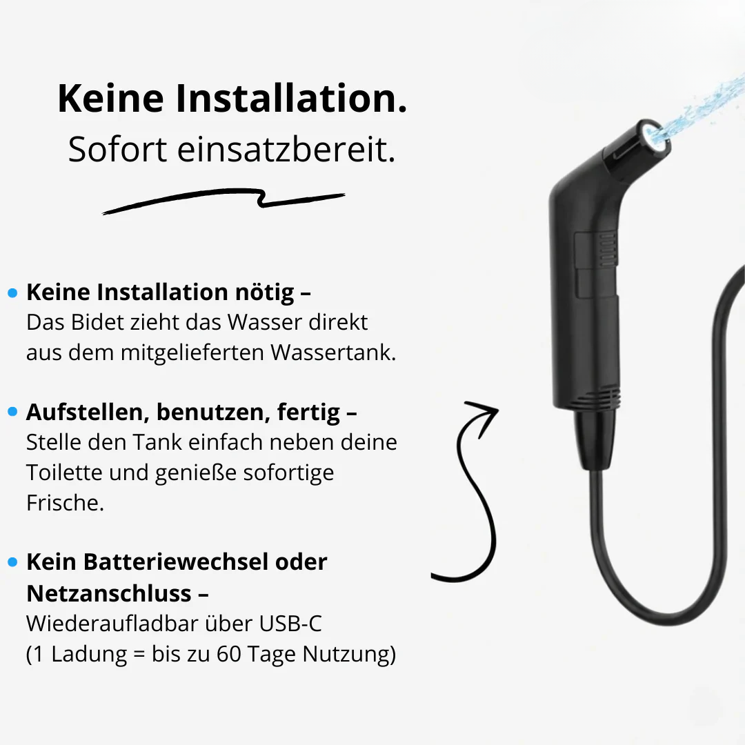 Draagbare Bidet zonder Installatie - Reis & Thuis - Oplaadbaar - Eco-vriendelijk - Compact Toiletsproeier | Sulvida