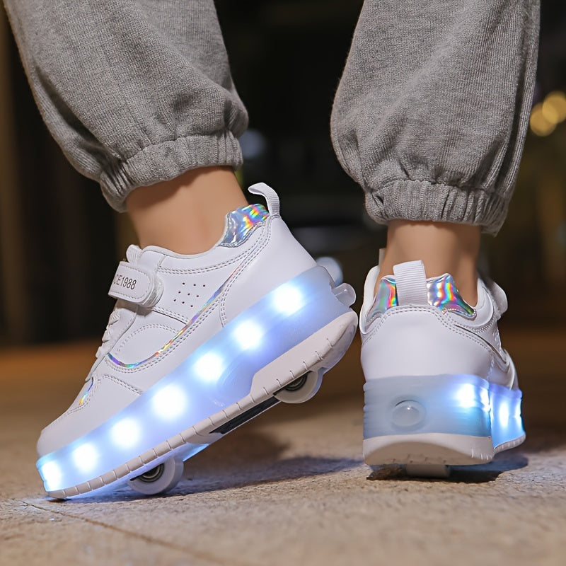 Kindersneakers met LED-Verlichting en Afneembare Wieltjes voor Bewegingsvrijheid en Actieve Spelende Kinderen | Sulvida