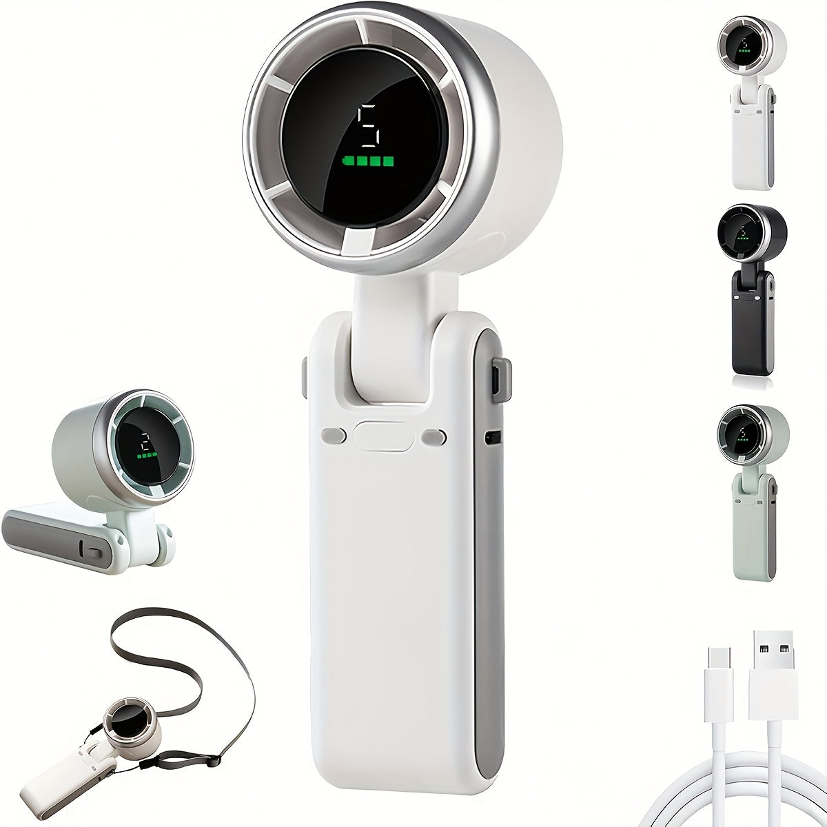 Compacte Oplaadbare Handventilator – 3-in-1 USB met 5 Snelheden voor Onderweg | Sulvida