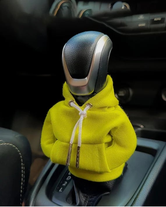 Mini housse de levier de vitesse en forme de sweat à capuche, accessoire décoratif amusant pour l'intérieur de la voiture, noir, orange, vert, sportif | Sulvida