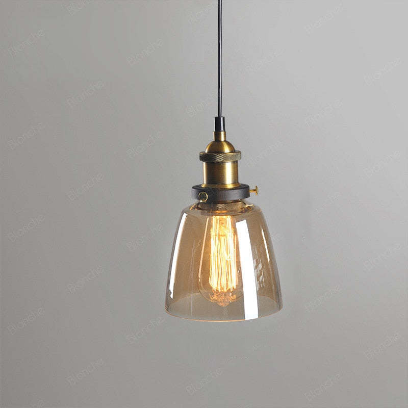 Industriële Glazen Hanglamp Metaal E27 Fitting Clear Amber Smoke Grey Verstelbaar Snoer Eetkamer Woonkamer | Sulvida