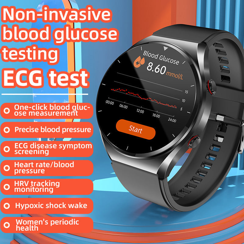 Smartwatch Gezondheidsmonitor met ECG Bloeddruk Hartslagmeting Zwart Zilver Sporthorloge | Sulvida