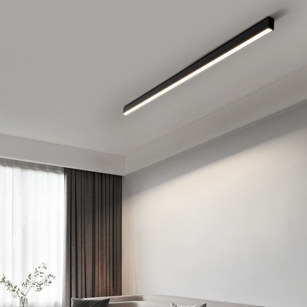 Lineaire Plafondlamp Zwart Metaal Dimbaar LED Integratie Moderne Strakke Wandlamp Plafondverlichting | Sulvida