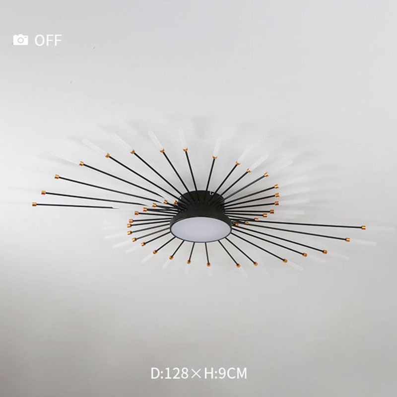 LED Plafondlamp Vuurwerk Metaal Acryl Zwart Goud Dimbaar Modern Design Woonkamer Slaapkamer Eetkamer Decoratief | Sulvida