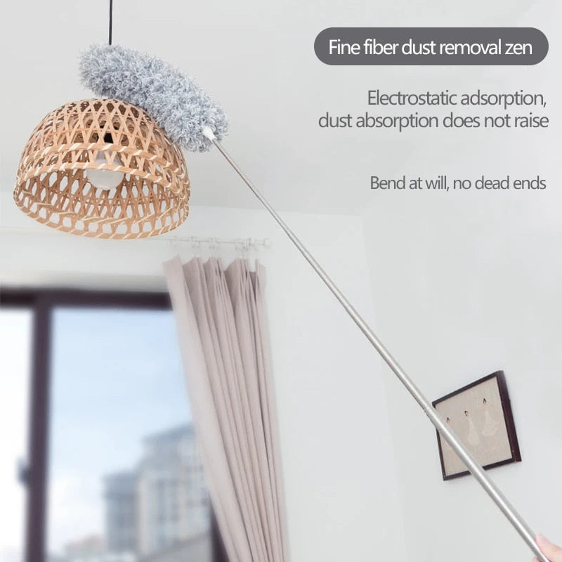 Plumeau télescopique pour plafonds hauts avec tête en microfibre, extensible jusqu’à 280 cm, manche de nettoyage | Sulvida