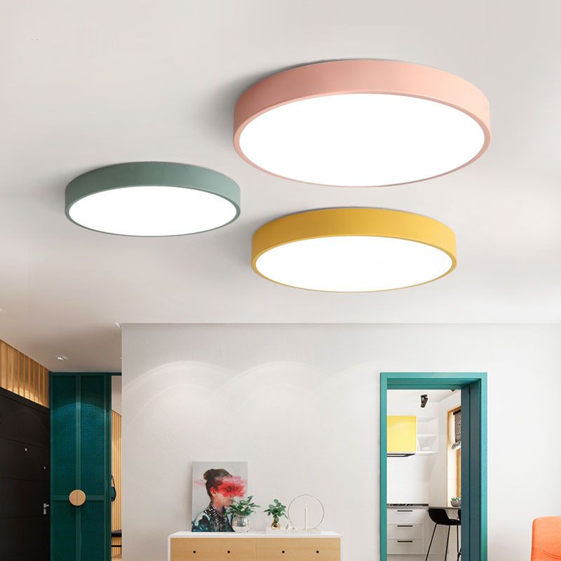 Ronde LED Plafondlamp Geel Blauw Groen Roze Grijs Modern Design Slaapkamer Woonkamer Kinderkamer Sfeerverlichting | Sulvida