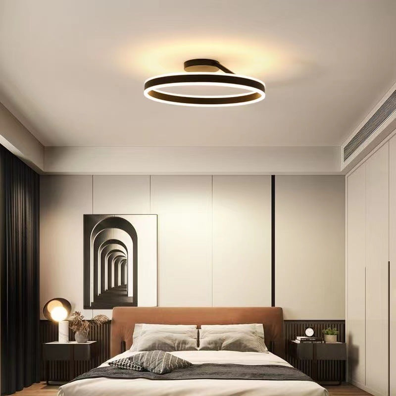 Minimalistische Plafondlamp LED Ronde Ringen Dimbaar Metaal Acryl Zwart Wit voor Slaapkamer Gang Eetkamer | Sulvida