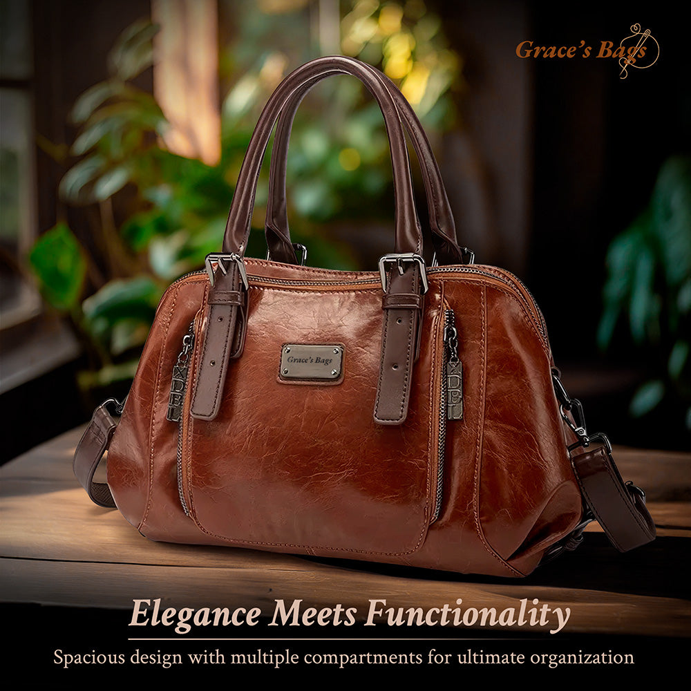 Luxe Leren Schoudertas Dames Bruin Zwart Groen Rood Elegante Handtas Magnetische Sluiting Verstelbaar | Sulvida