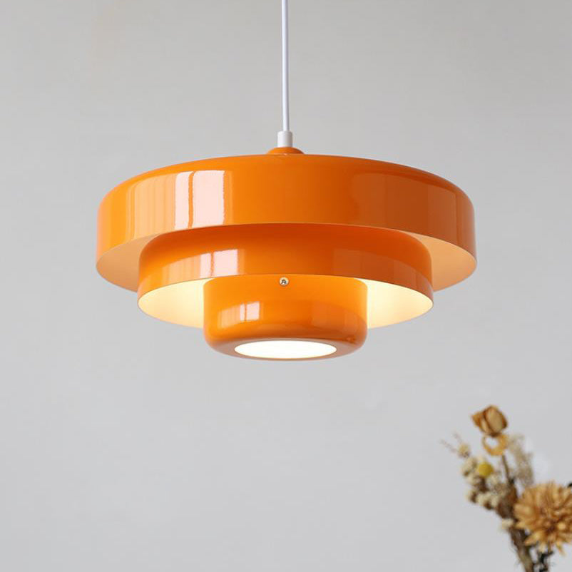 Metalen hanglamp meerlaags rond vintage design oranje groen wit voor woonkamer eetkamer hal slaapkamer | Sulvida