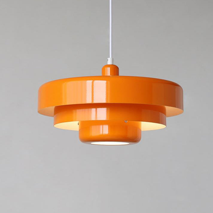 Metalen hanglamp meerlaags rond vintage design oranje groen wit voor woonkamer eetkamer hal slaapkamer | Sulvida