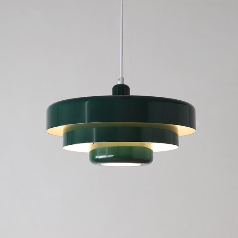 Metalen hanglamp meerlaags rond vintage design oranje groen wit voor woonkamer eetkamer hal slaapkamer | Sulvida