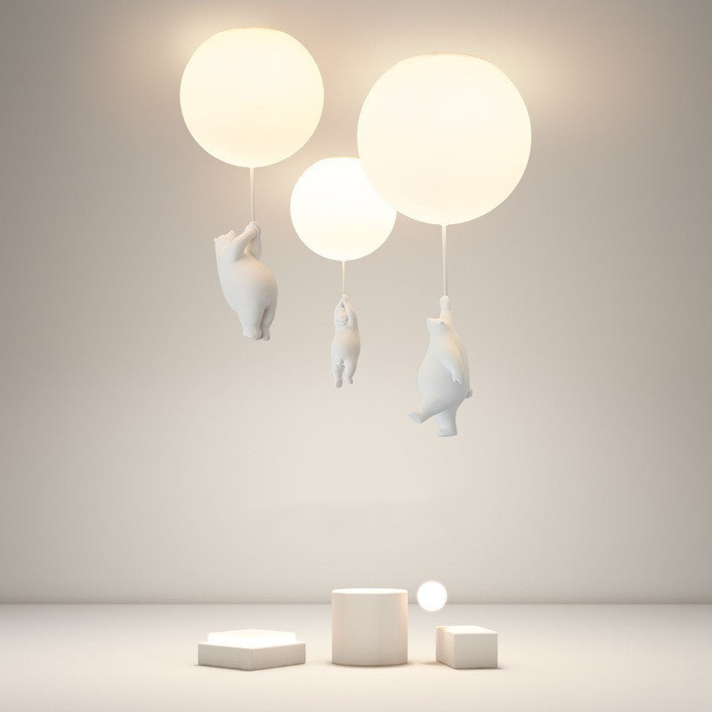 Plafondlamp Beer met Ballonnen Wit Resina Acryl LED E27 Kinderkamer Speels Design Wandlamp voor Slaapkamer | Sulvida