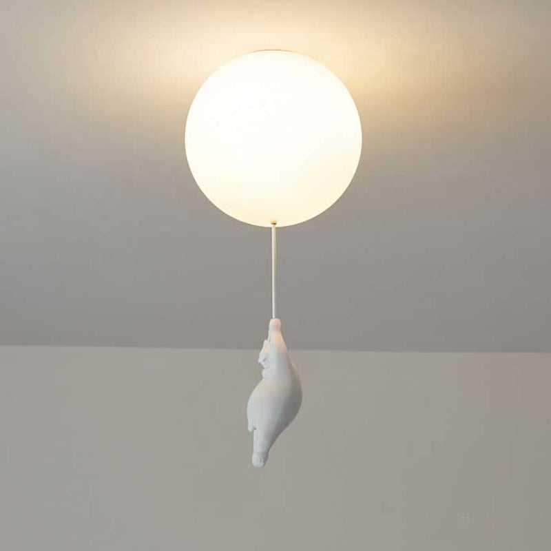 Plafondlamp Beer met Ballonnen Wit Resina Acryl LED E27 Kinderkamer Speels Design Wandlamp voor Slaapkamer | Sulvida