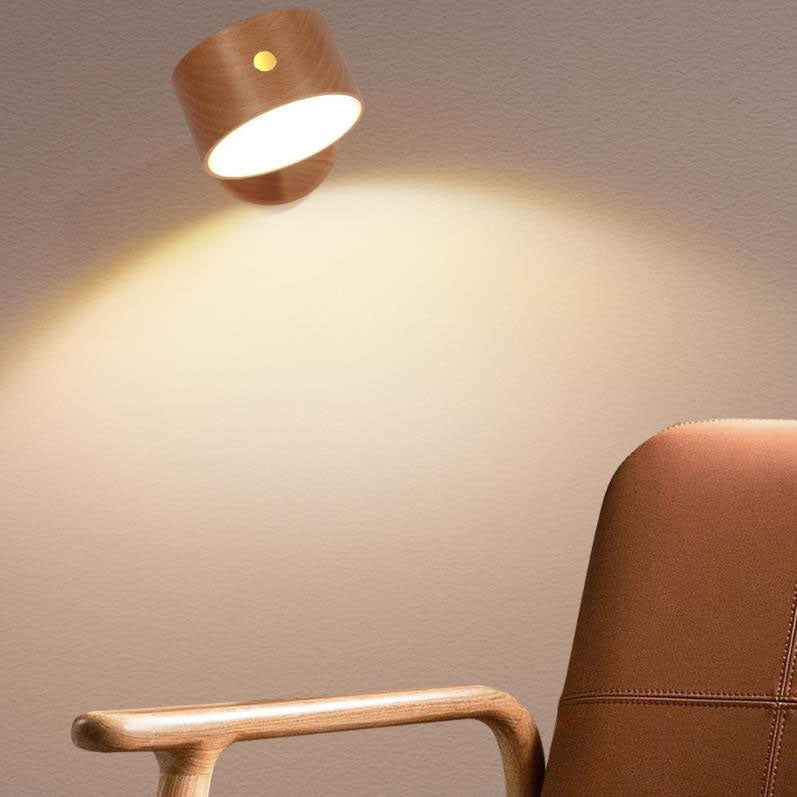 Houten wandlamp USB oplaadbaar magnetisch touchbediening dimbaar LED nachtlampje modern sfeervol design | Sulvida