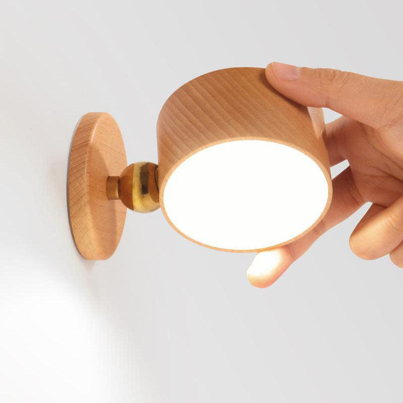 Houten wandlamp USB oplaadbaar magnetisch touchbediening dimbaar LED nachtlampje modern sfeervol design | Sulvida