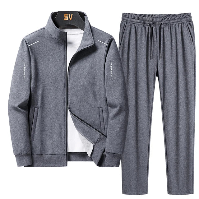 Ensemble de sport pour homme, polyester, fermeture éclair, taille élastique, vêtements de sport, usage quotidien, confortable | Sulvida