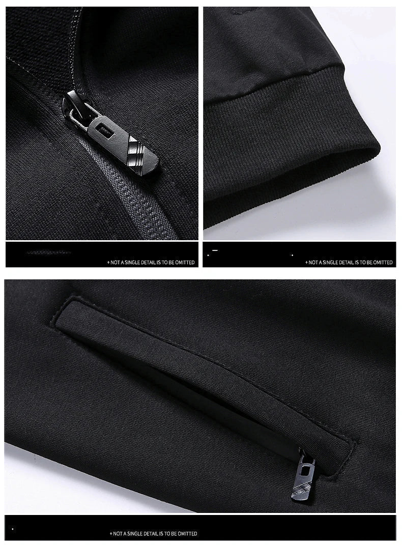 Ensemble de sport pour homme, polyester, fermeture éclair, taille élastique, vêtements de sport, usage quotidien, confortable | Sulvida