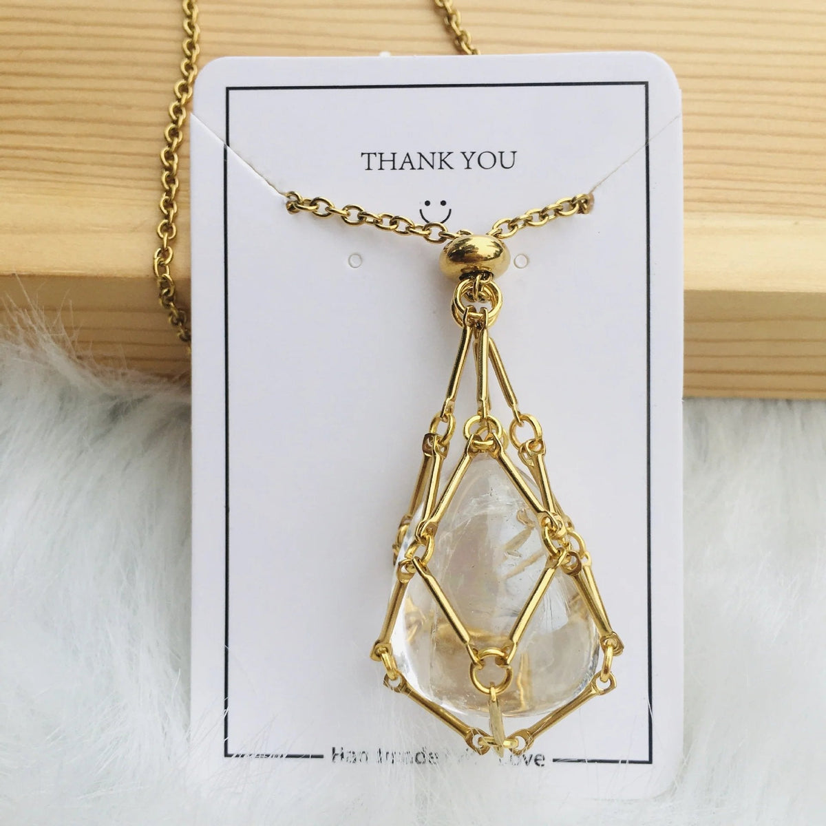 Collier en cristal réglable avec pendentif cage interchangeable pour pierres précieuses, équilibre des chakras, méditation, bijoux | Sulvida