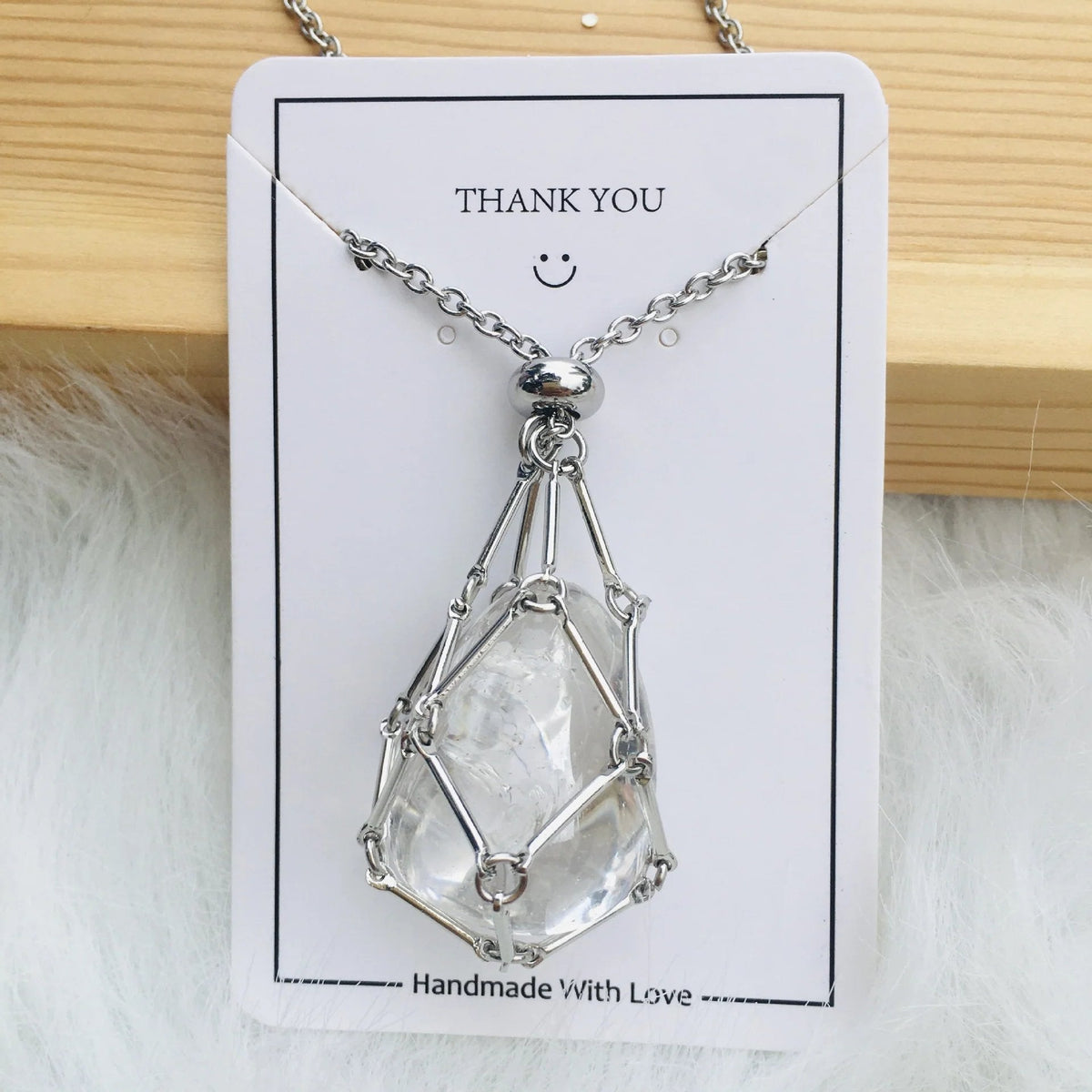 Collier en cristal réglable avec pendentif cage interchangeable pour pierres précieuses, équilibre des chakras, méditation, bijoux | Sulvida